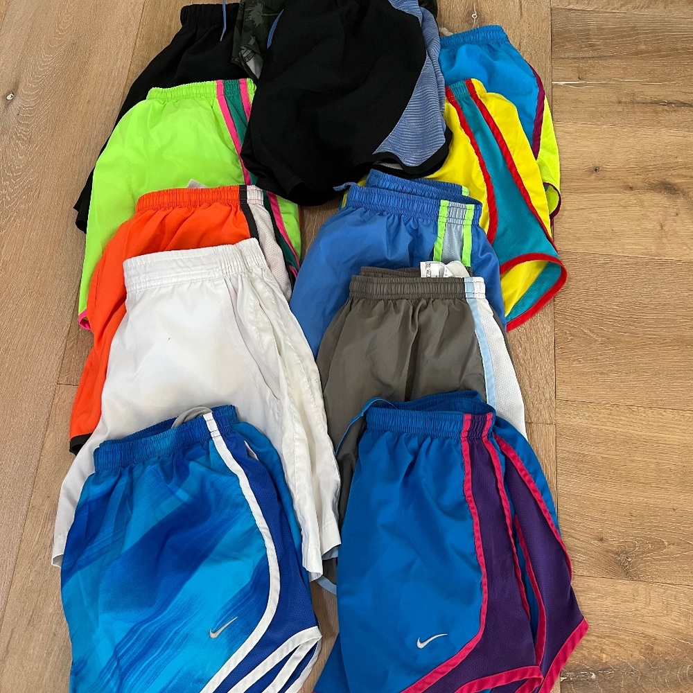 10 Nike running shorts/1 adidas/1 old navy bundle